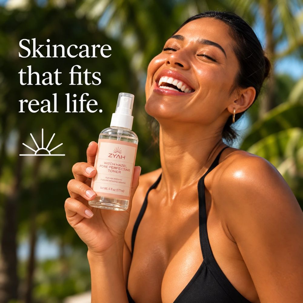 Model holding ZYAH Witch Hazel Toner