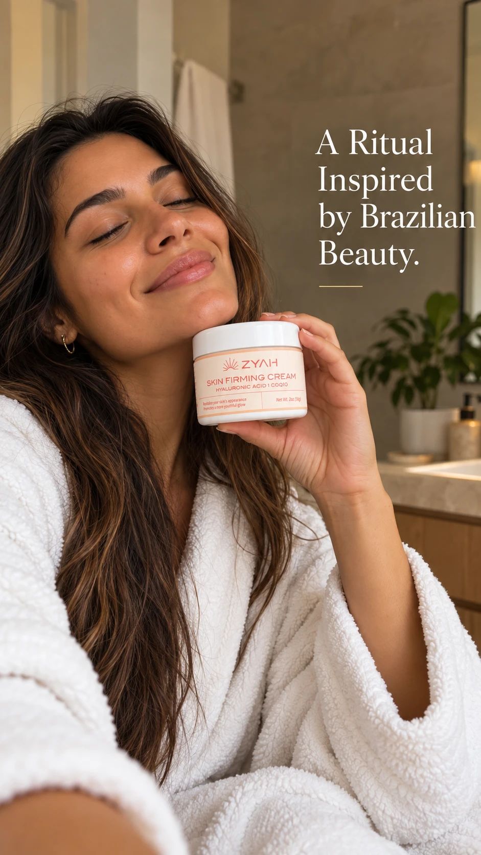 Model with ZYAH Skin Firming Cream